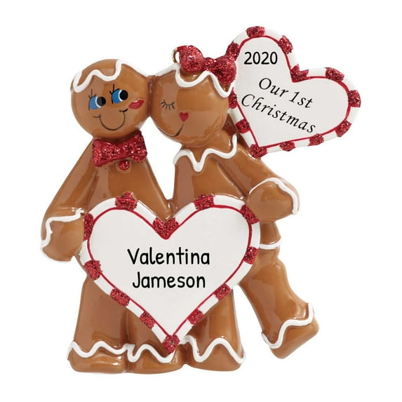 Ornaments by Elves Personalized Couple Christmas Ornaments 2024 Gingerbread Cookie Ornaments .25lbs