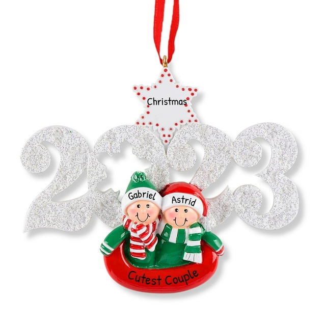 Ornaments by Elves Personalized Dated Year Sledding Couple Ornaments