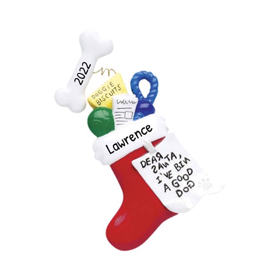 Ornaments by Elves Personalized Dog Treats in a Red Christmas Stocking Ornament 2024 Decor .25lbs
