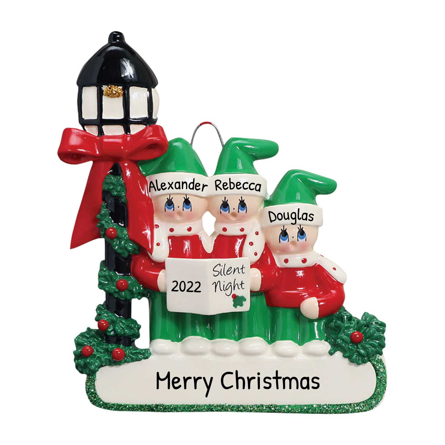 Ornaments by Elves Personalized Elf Family of 3 Ornament 2023 Silent