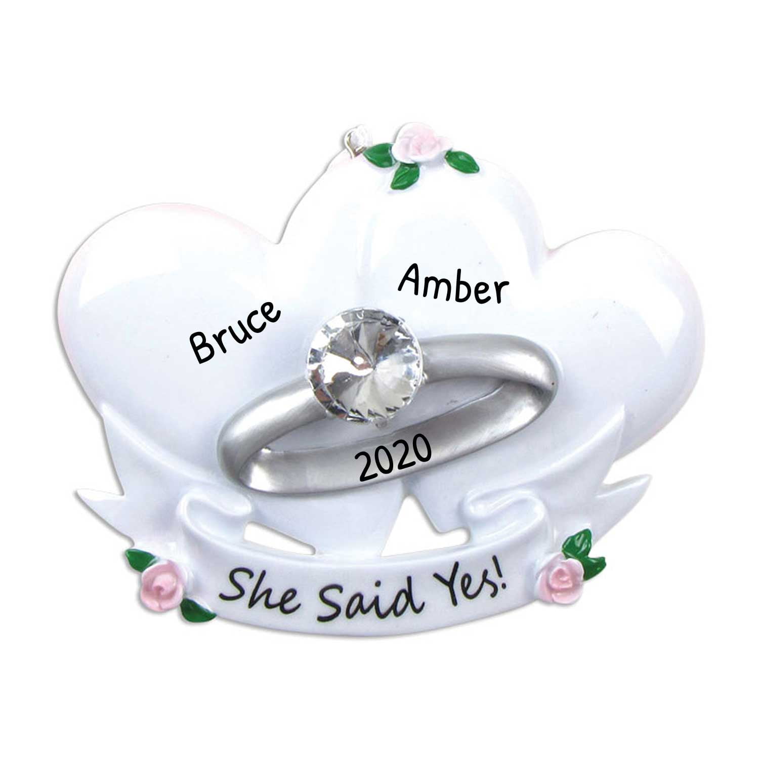 Ornaments by Elves Personalized Engagement Ring Ornament 2024 ...
