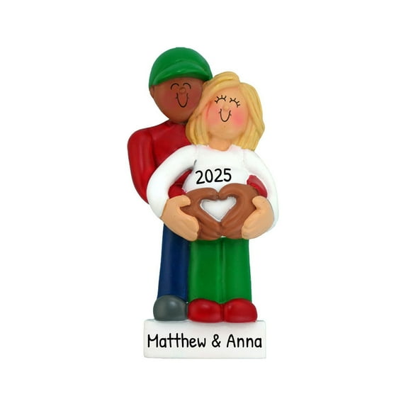 Ornaments by Elves Personalized Expecting Biracial Couple African-American Dad Ornament 2024 .25lbs
