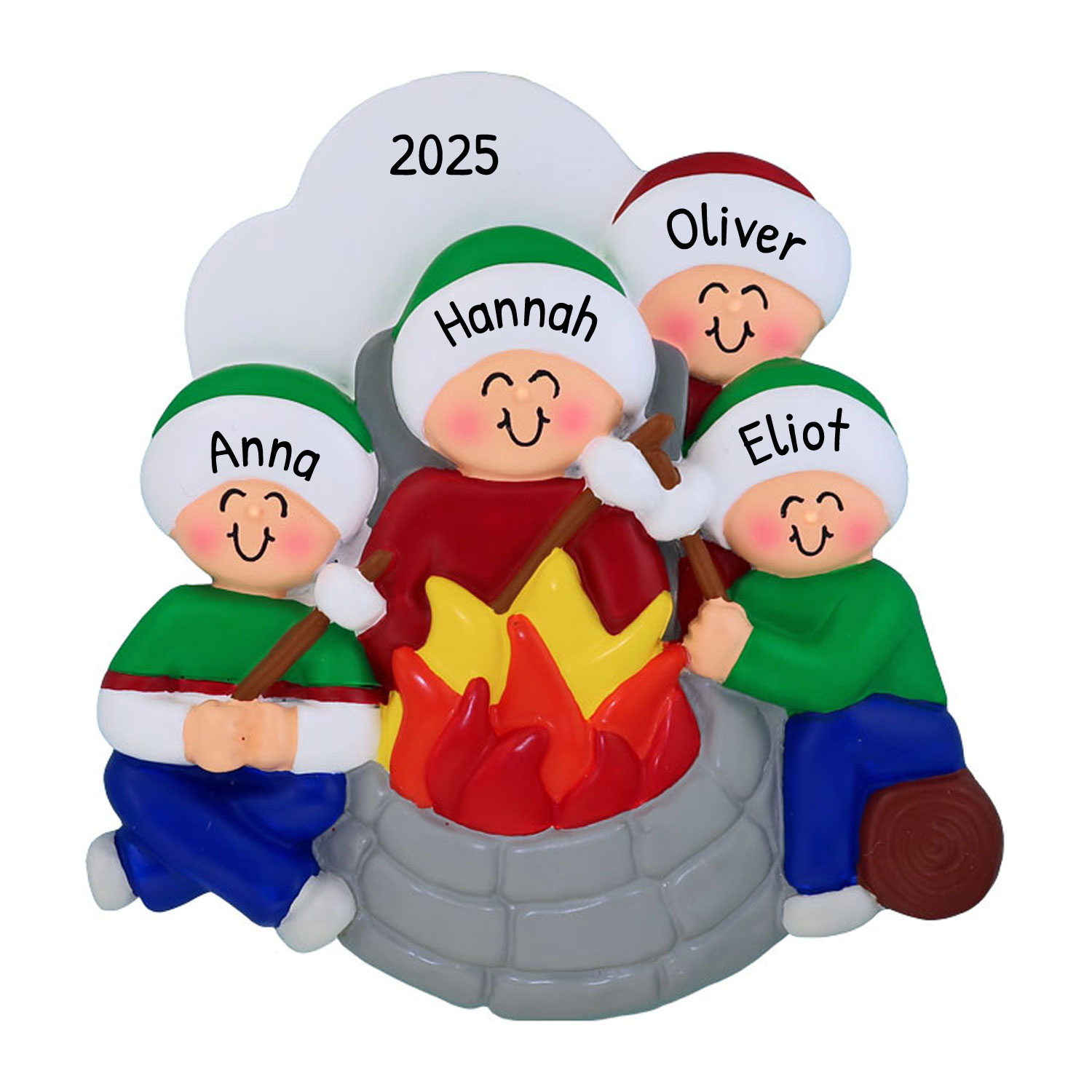 Ornaments by Elves Personalized Family of 4 Camper Christmas Ornaments