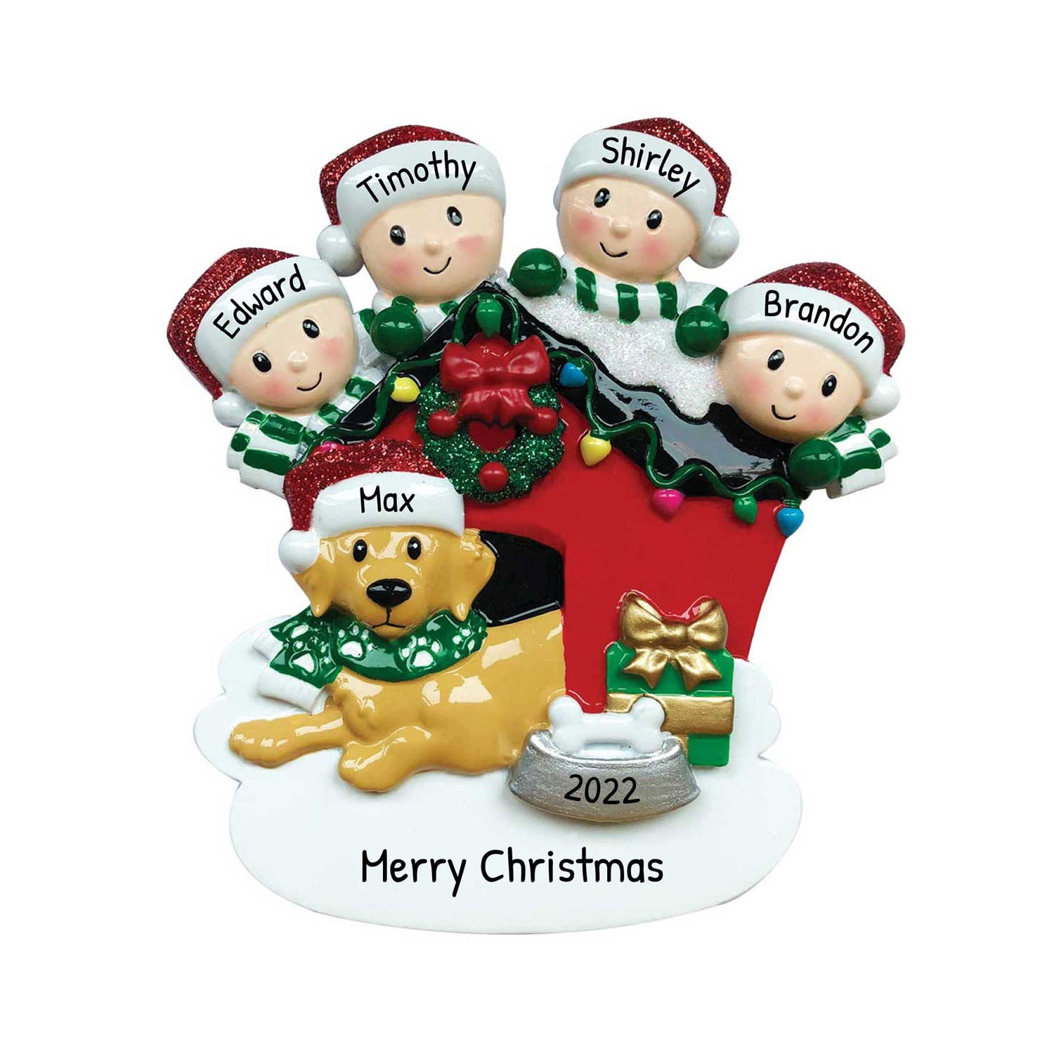 Ornaments by Elves Personalized Family of 4 Christmas Ornament 2023