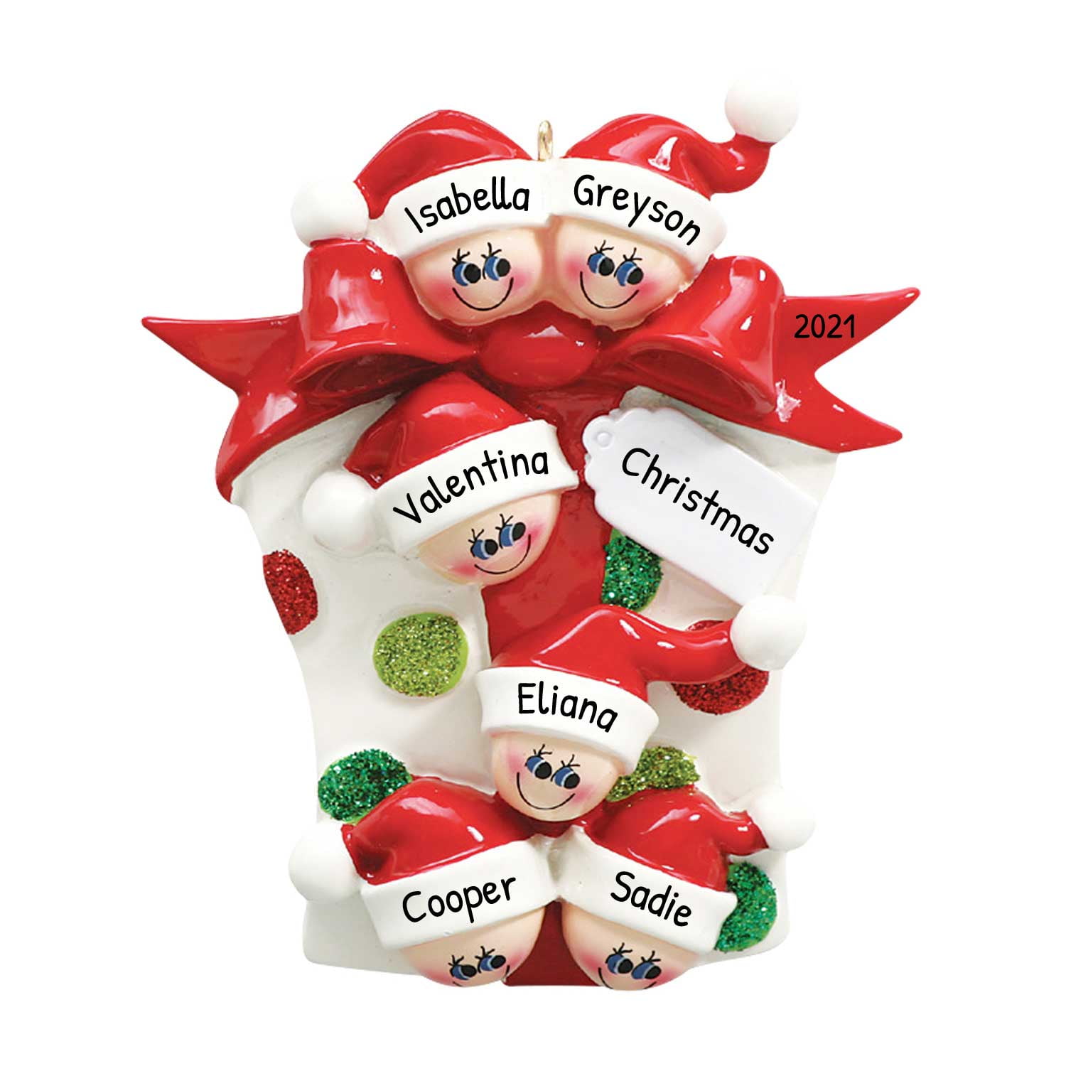 Ornaments by Elves Personalized Family of 6 in Present Box Christmas