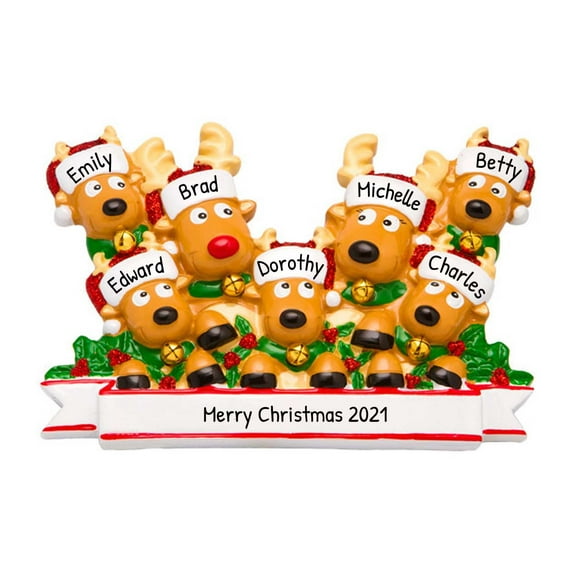 Ornaments by Elves Personalized Family of 7 Reindeer Christmas Ornament Cute Animal Xmas Decor 2024