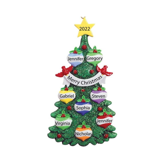 Ornaments by Elves Personalized Family of 8 Christmas Tree Ornament Vintage American Xmas Decor 2024