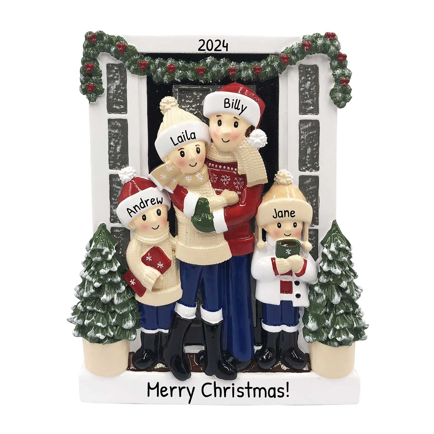 Ornaments by Elves Personalized First Home Ornament Family of 4 for