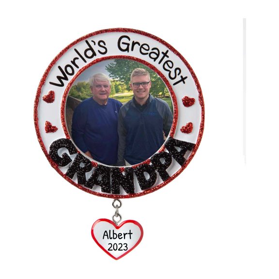Ornaments by Elves Personalized Greatest Grandpa Photo Frame Christmas Tree Ornament 2024 .25 lbs.
