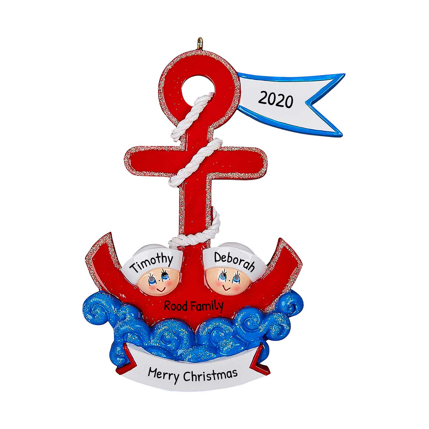 Ornaments by Elves Personalized Navy Couple Anchor Christmas Ornament