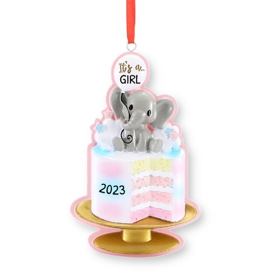 Ornaments by Elves Personalized Pink Baby Girl Gender Reveal Ornament 2024 First Christmas Ornament