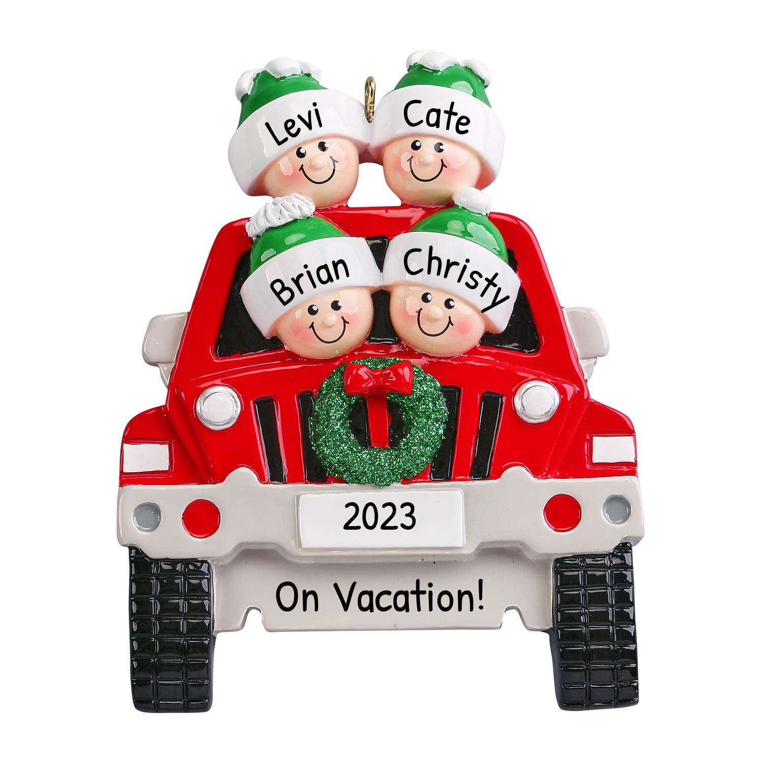 Ornaments by Elves Personalized Red SUV Christmas Ornaments Family of 4