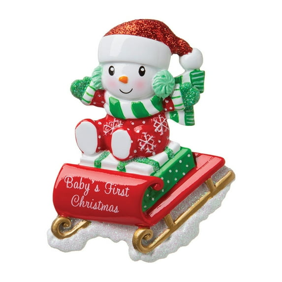 Ornaments by Elves Personalized Red Sled Baby Ornament Holiday Keepsake Christmas Decorations