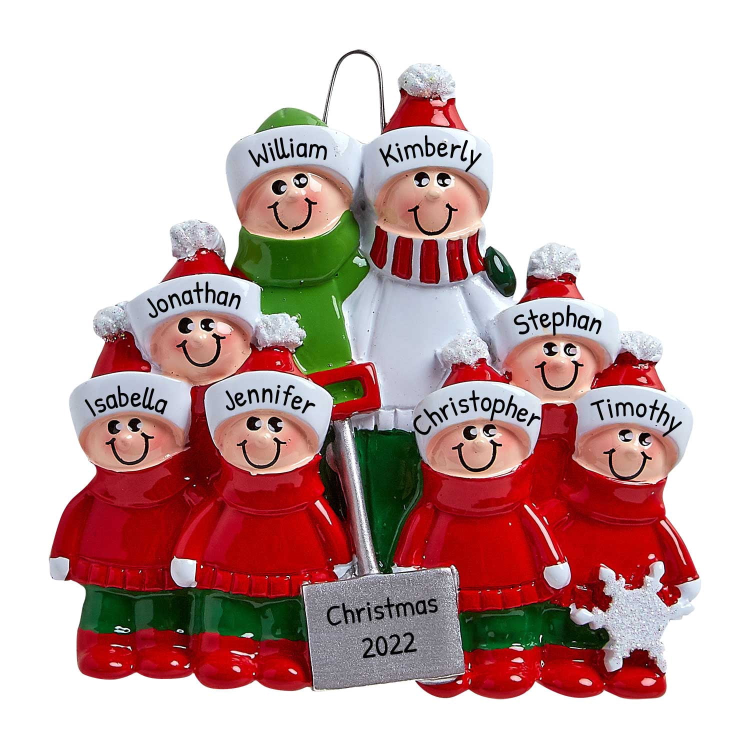 Ornaments by Elves Personalized Snow Family of 8 Christmas Ornament