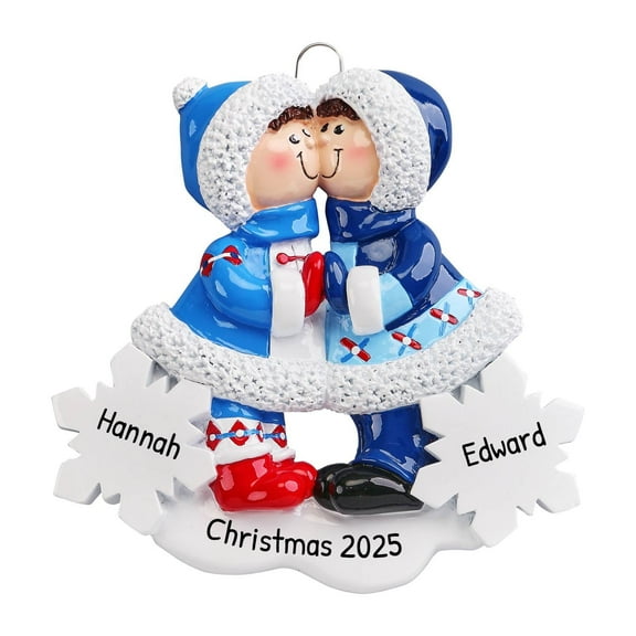 Ornaments by Elves Personalized Snow Kisses Couple Christmas Tree Ornaments 2024 Holiday Decor.25lbs