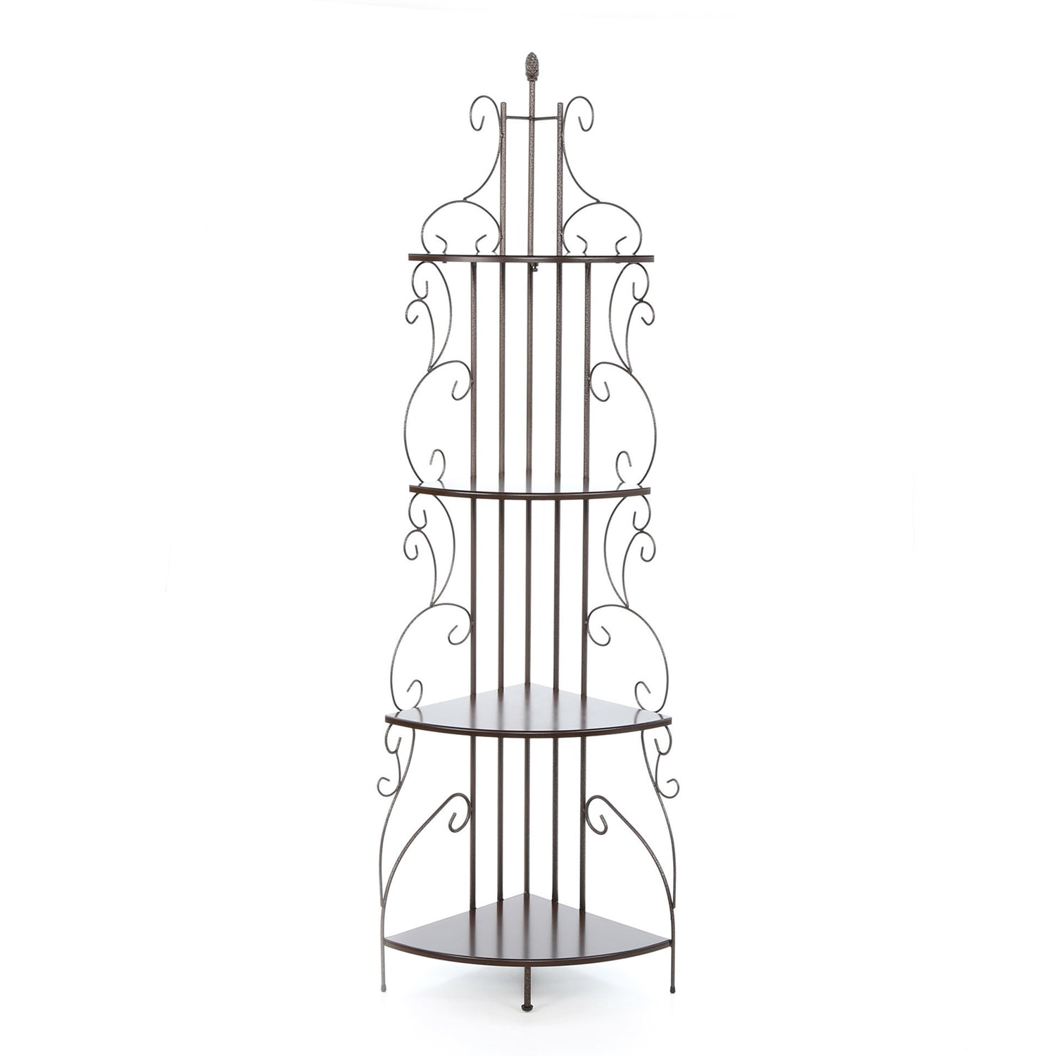 Ornate 4Tier Metal Corner Bakers Rack Kitchen Dining Shelf
