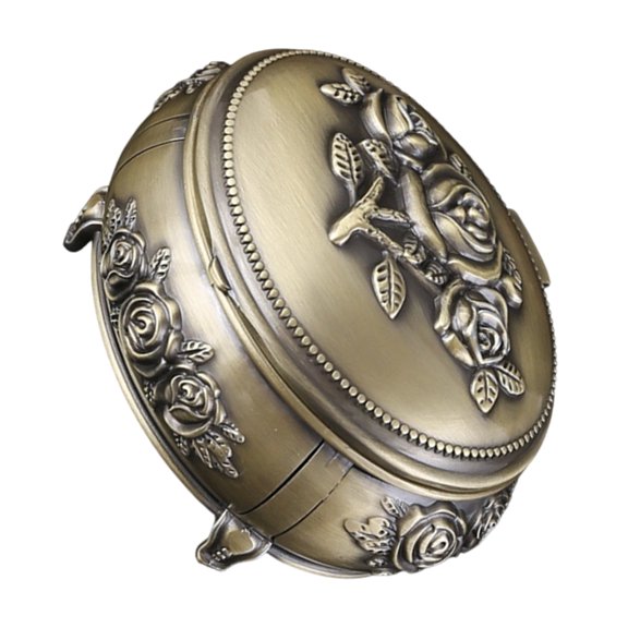 Ornate Alloy Storage Box Intricate Floral Pattern And Rhinestones