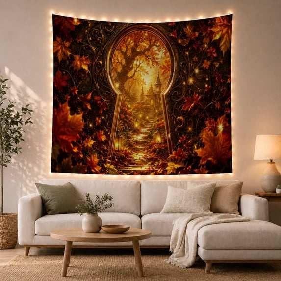 Ornate Archway Elaborate with Scrollwork Filigree Harvest Toned, Mystical Fantasy for Space Lovers, Wall Decor, Mother'S Day Gift, Tapestry Wall Hanging for Dorm and Living Room