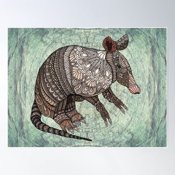 Ornate Armadillo Poster Wall Art, Modern Wall Decor For Living Room Bedroom, 8x12 UNFRAMED