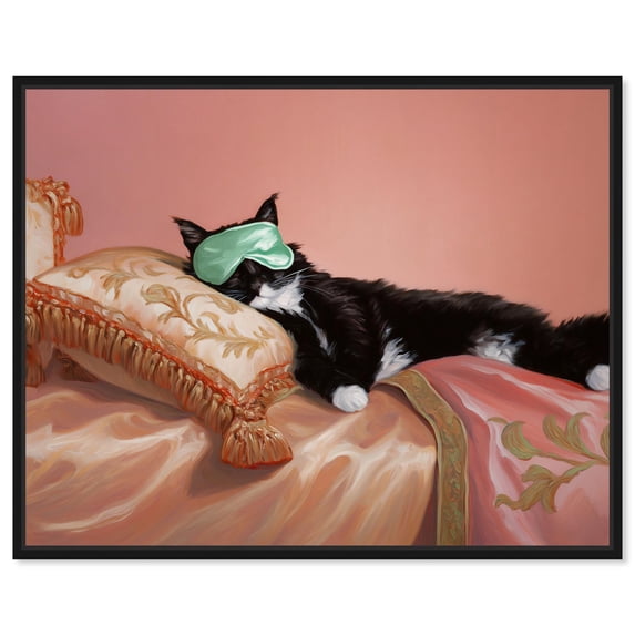 Ornate Catnap Canvas Print Cats Art by Art Remedy, Black Frame, 24 x 20