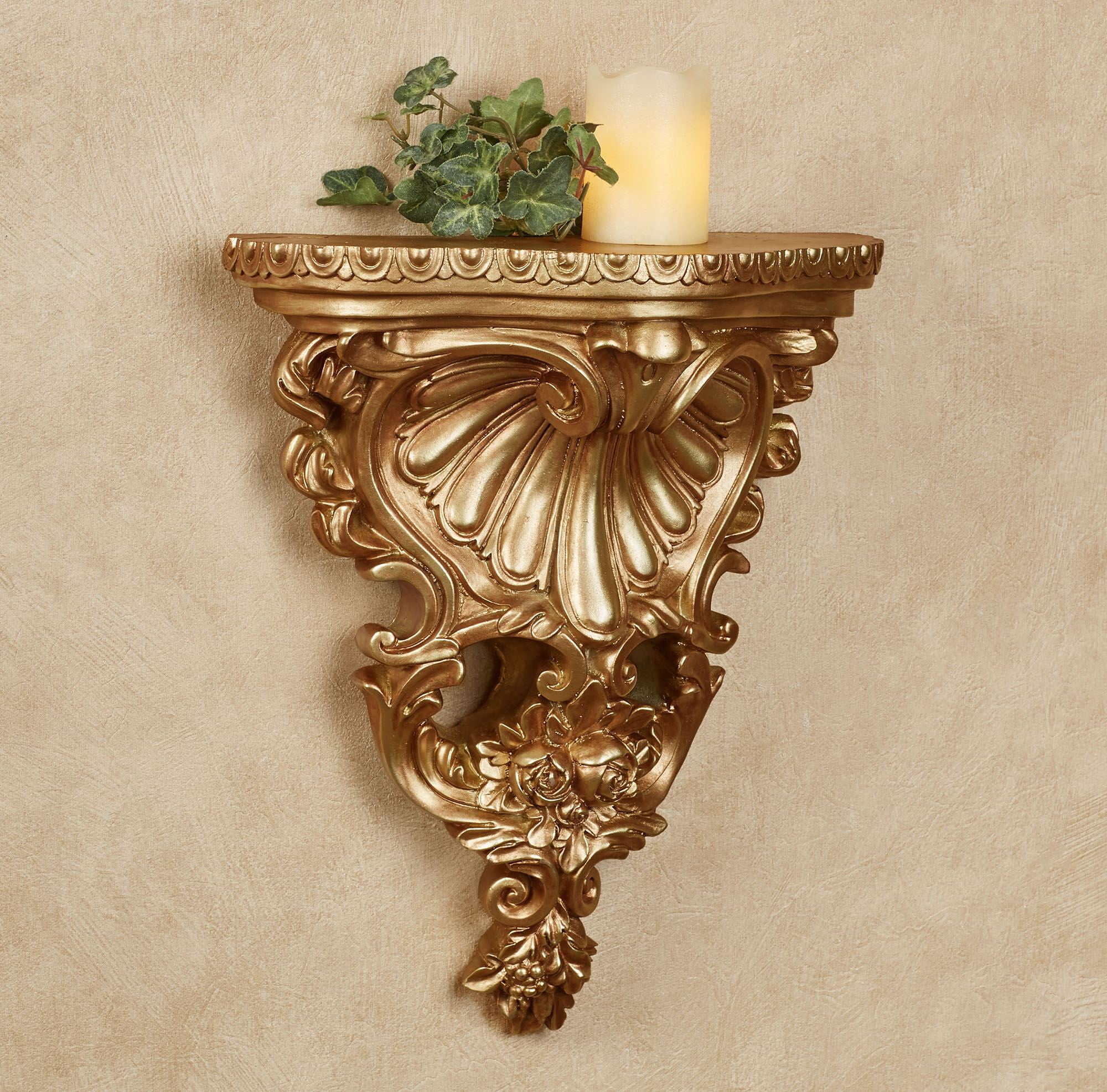 Ornate Classic Joelle Acanthus Leaf Wall Shelf Antique Gold - Walmart.com