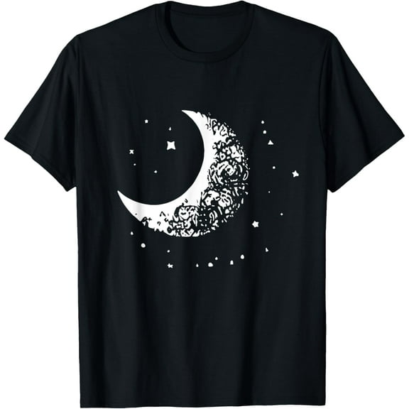 Ornate Cresent Moon and Stars Graphic T-Shirt
