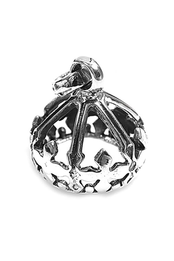 Ornate Crown Cage Pendant .925 Sterling Silver Medieval Renaissance Royal Charm Jewelry Female