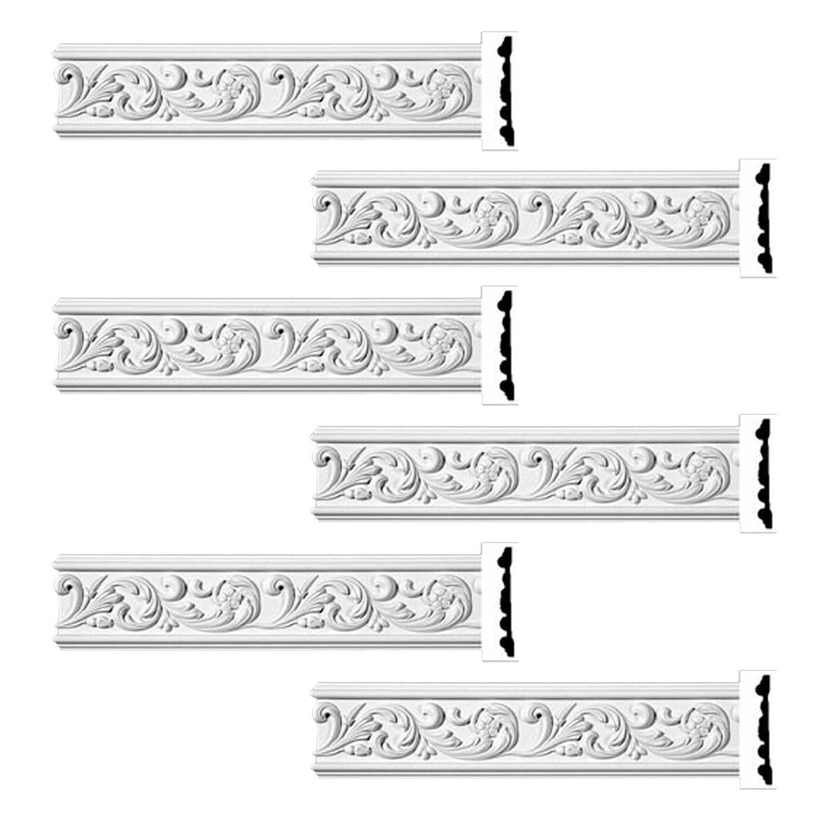 Ornate White Urethane Crown Molding Set of 6