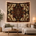thumbnail image 1 of Ornate Diamond Medallion in Cream Field with Crimson Scrolls, Mystical Folk Art for Art Lovers, Symmetrical Floral Wall Decor, Housewarming Gift, Tapestry Wall Hanging for Bedroom and Living Room, 1 of 7