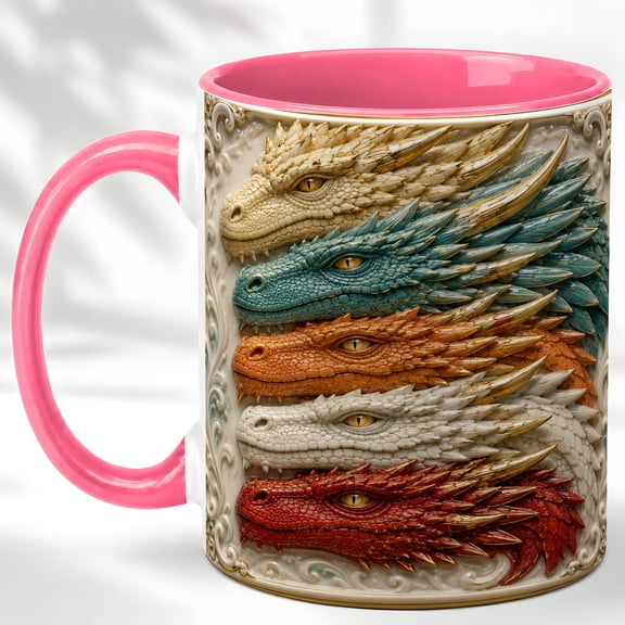 Ornate Dragon Coffee Mug, Fantasy Dragon Mug, Ceramic 11 oz