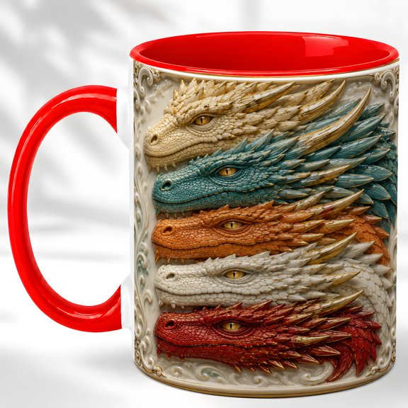 Ornate Dragon Coffee Mug, Fantasy Dragon Mug, Ceramic 11 oz