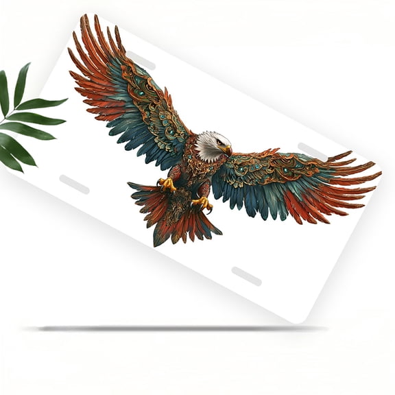 Ornate Eagle Spread Front License Plate, Metal License Plate, Funny Standard Plates Personalized Novelty Decorative For Men/Women/Boys/Girls Car 6×12 Inch