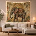 thumbnail image 1 of Ornate Elephant in Floral Mandala Scene, Serene Boho for Animal Lovers, Bohemian Wall Art, Housewarming Gift Tapestry Wall Hanging for Bedroom, Living Room and Dorm, 1 of 7