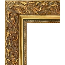 Ornate Embossed Wood Wall Picture Frame 2.5" Wide (8" x 10" Frame with Plexiglass & Backing Board, Antique Gold)