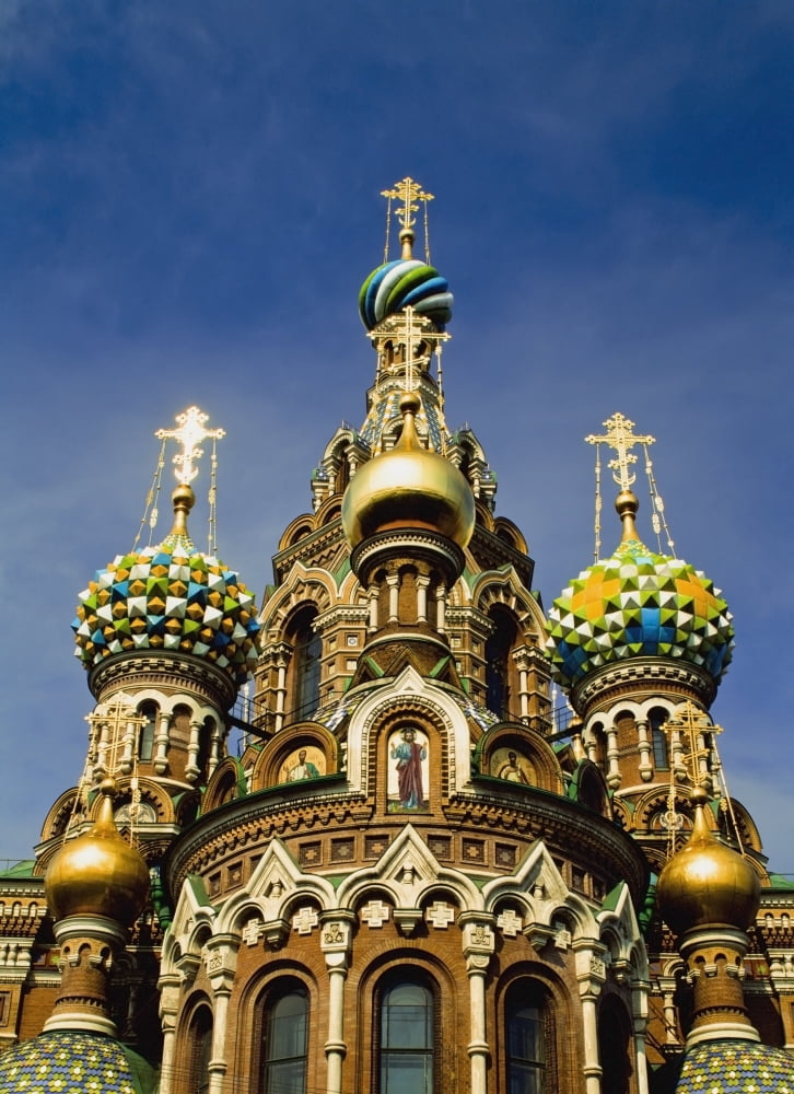 Ornate Exterior Of Church Of Spilled Blood Saint Petersburg Russia Canvas Art - Ellen Rooney Design Pics (26 x 36)