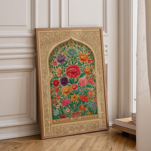 Ornate Floral Arch Print, Vintage Botanical Wall Art, Unframed Paper Poster 8x10in
