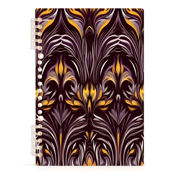 Ornate Florwers Pattern Design A5 8.3x5.7in PP Notebook, Adjustable Rings, 60 Sheets, Diary or Journey Note