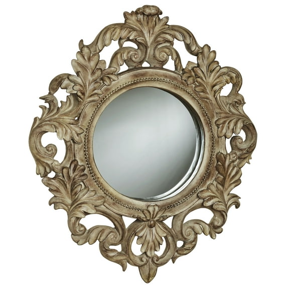 Ornate French Tuscan Mirror Scroll Round Wall Mirror Classic Elegance 24 x 28 Inches