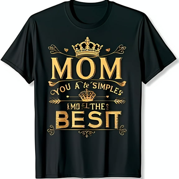 Ornate Gold Crown Design Black T-Shirt Mom You Are Simply IMO the Best