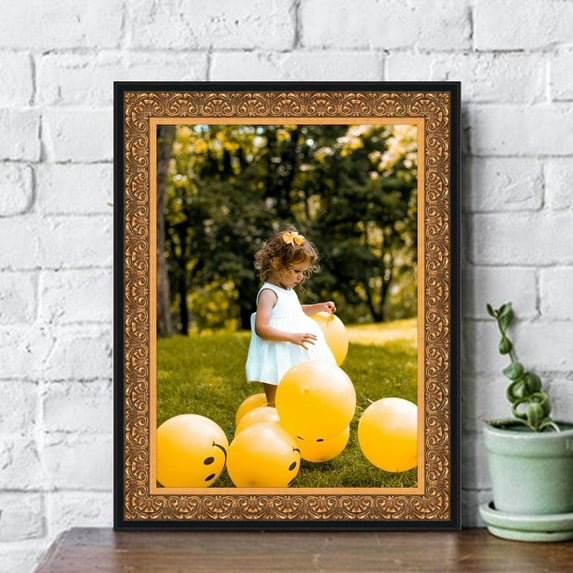 Ornate Gold Picture Frame With Black Outside Lip