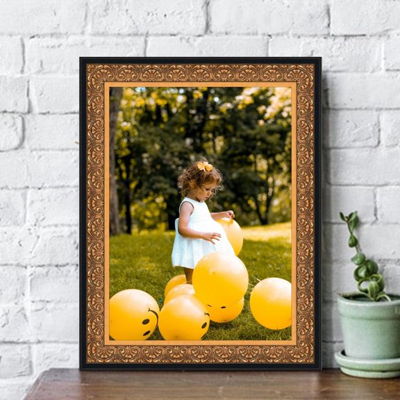 Ornate Gold Picture Frame With Black Outside Lip