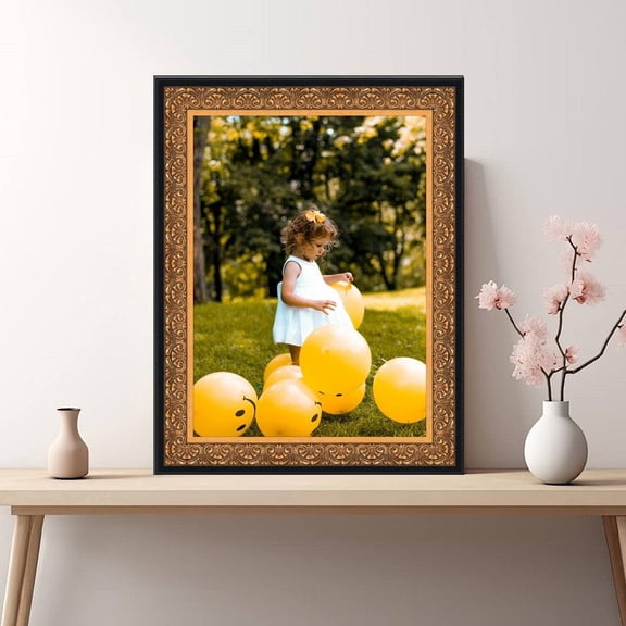 Ornate Gold Picture Frame With Black Outside Lip