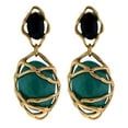 thumbnail image 1 of Ornate Gold-Tone Dangle Earrings Black & Teal Color Faceted Crystal Accents, 1 of 1