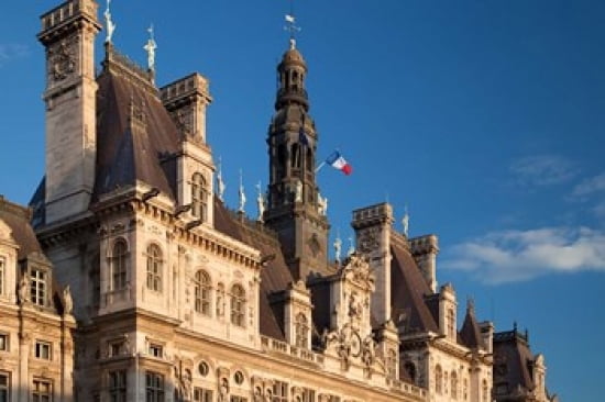 Ornate Hotel de Ville Paris France Canvas Art - Brian Jannsen DanitaDelimont (26 x 18)