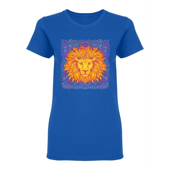 Ornate Lion Head Design Shaped T-Shirt Women -Image by Shutterstock, Female Medium