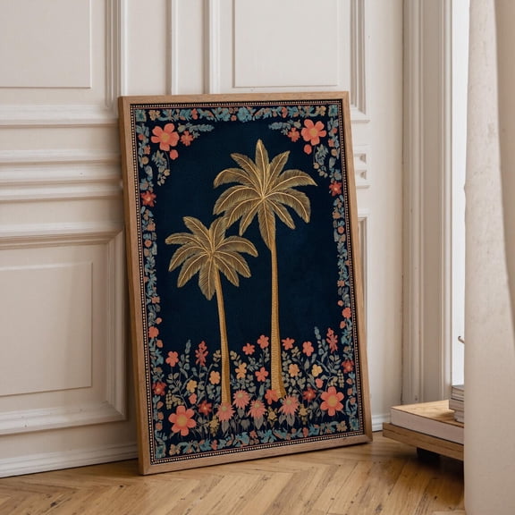 Ornate Palm Tree Tropical Botanical Luxe Boho Graphic Poster Unframed Paper Print