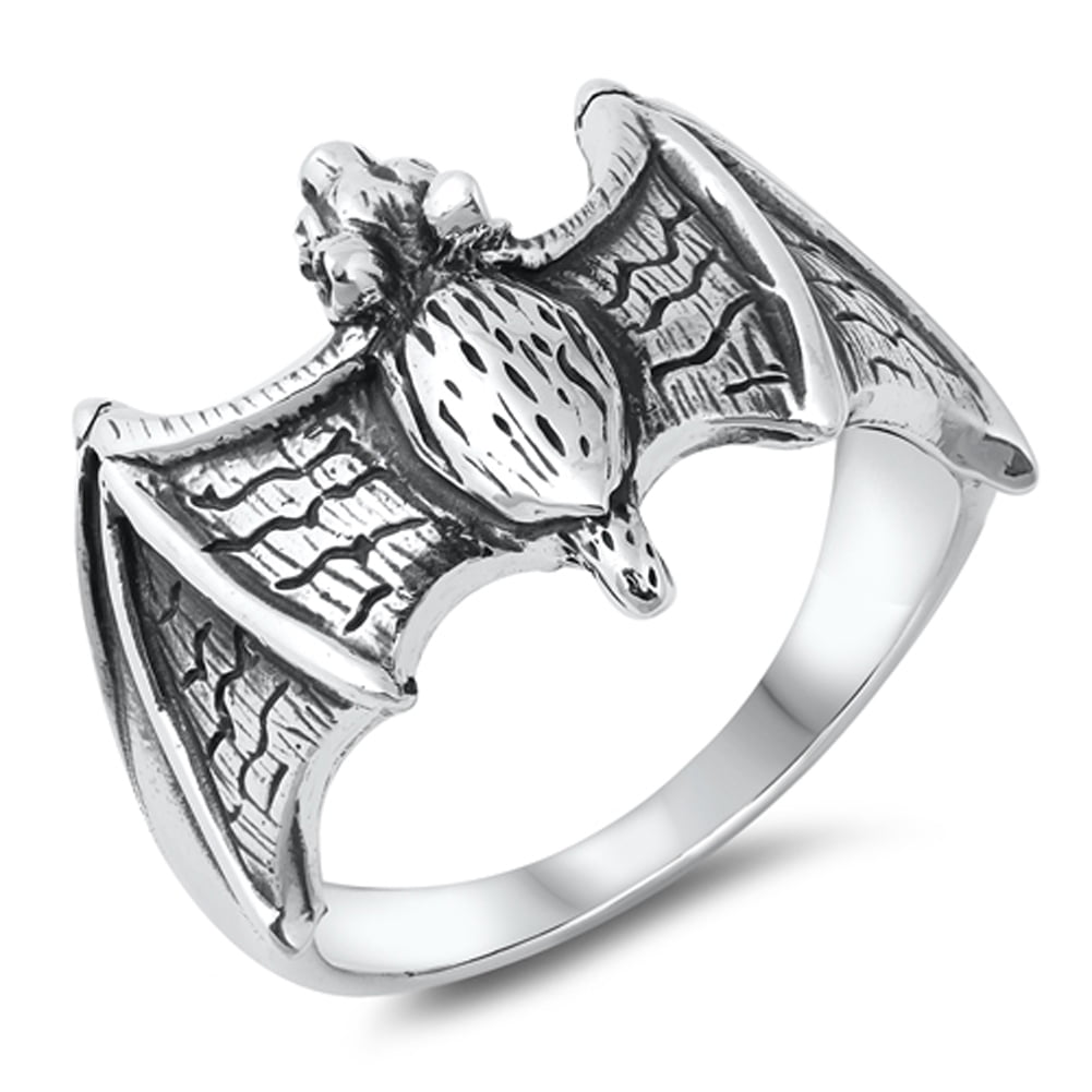 Ornate Realistic Bat Wing Ring .925 Sterling Silver Band Jewelry Female ...