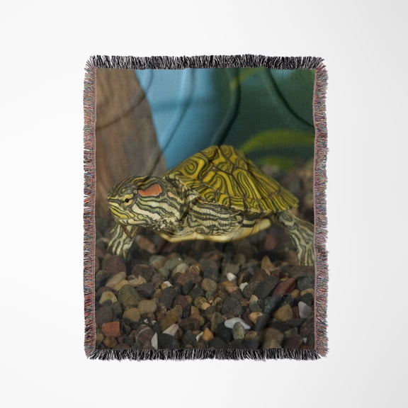 Ornate Red Ear Slider Turtle - Na02 Dno0772 - David Northcott, Woven Blanket
