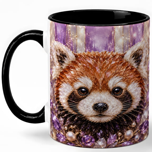Ornate Red Panda Coffee Mug, Forest Animal Mug, Ceramic 11 oz