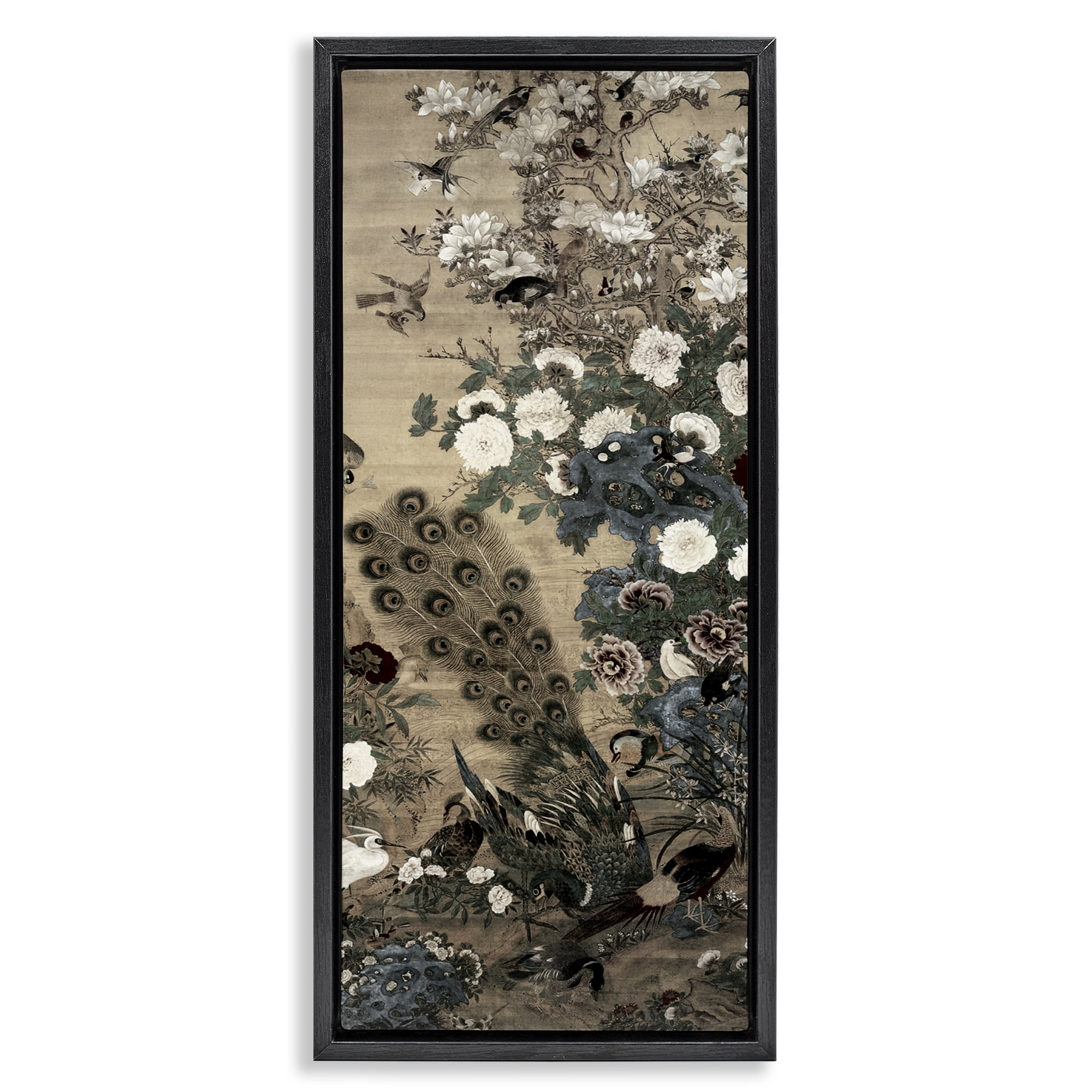 Ornate Silk And Moonlight Black Framed Floater Canvas Wall Art, design by Vintage Hustle